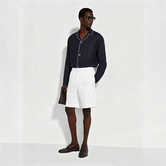 zegna oasi lino pure linen casual drawstring shorts